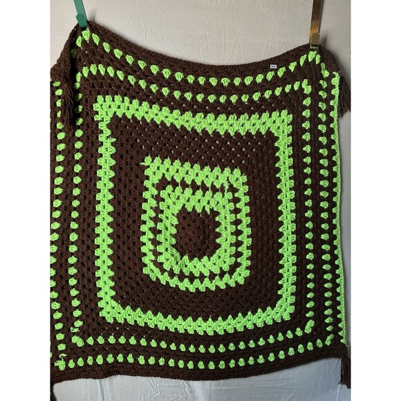 Handmade Other - Vintage Rare Crochet Blanket Postage Stamp Granny Square 43 X 40 Grannycore